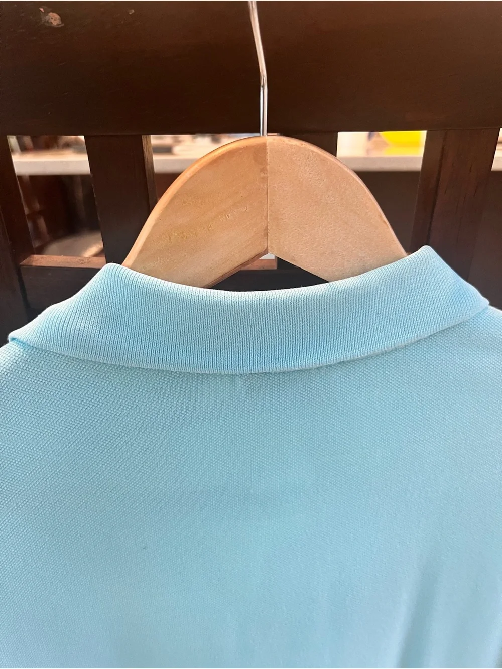 Ralph Lauren Custom Fit Polo Shirt Sky Blue Orange Pony Large Men's Short Sleeve